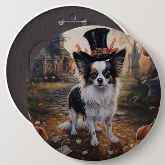 Papillon pompoenen Halloween eng Ronde Button 6,0 Cm (Voorkant /achterkant)