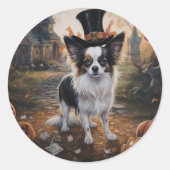 Papillon pompoenen Halloween eng Ronde Sticker (Voorkant)