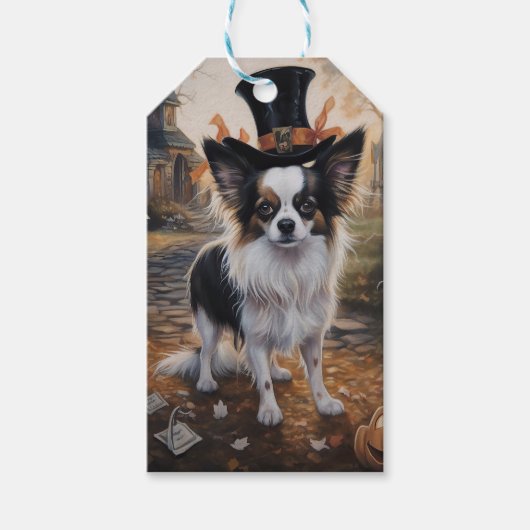 Papillon Pompoenen Halloween Griezelen Cadeaulabel (Voorkant)
