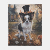 Papillon Pompoenen Halloween Griezelen Fleece Deken (Voorkant)