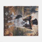 Papillon Pompoenen Halloween Griezelen Fleece Deken (Voorkant (Horizontaal))