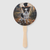 Papillon Pompoenen Halloween Griezelen Handwaaier (Voorkant)