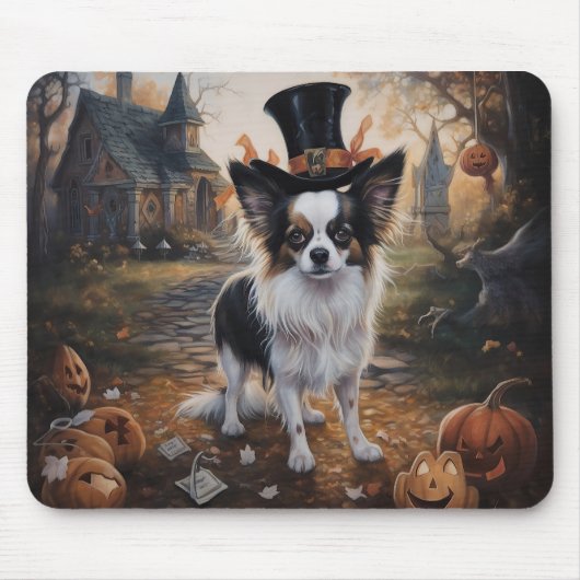 Papillon Pompoenen Halloween Griezelen Muismat (Voorkant)