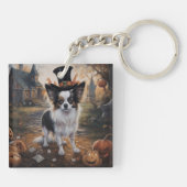 Papillon Pompoenen Halloween Griezelen Sleutelhanger (Achterkant)