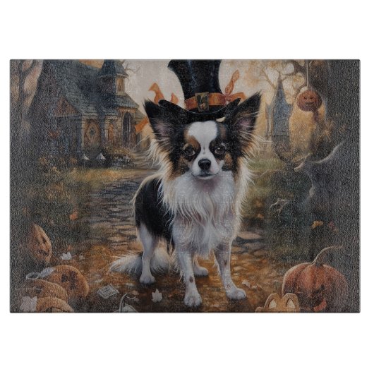 Papillon Pompoenen Halloween Griezelen Snijplank (Voorkant)