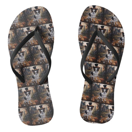 Papillon Pompoenen Halloween Griezelen Teenslippers (Voetbed)