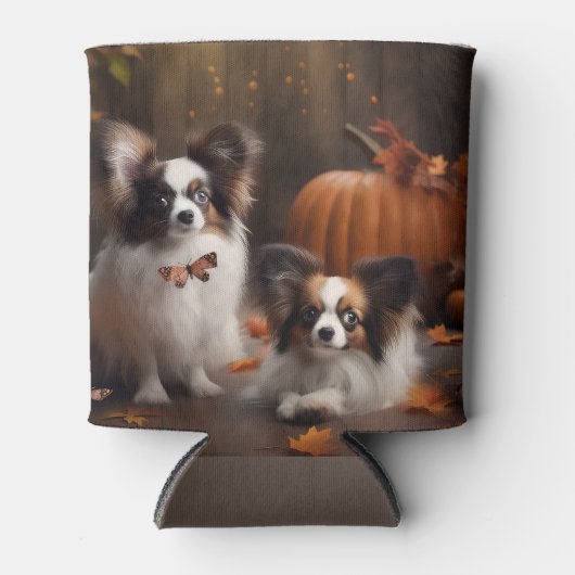 Papillon Puppy Herfst Delight Pompoen Blikjeskoeler (Voorkant)