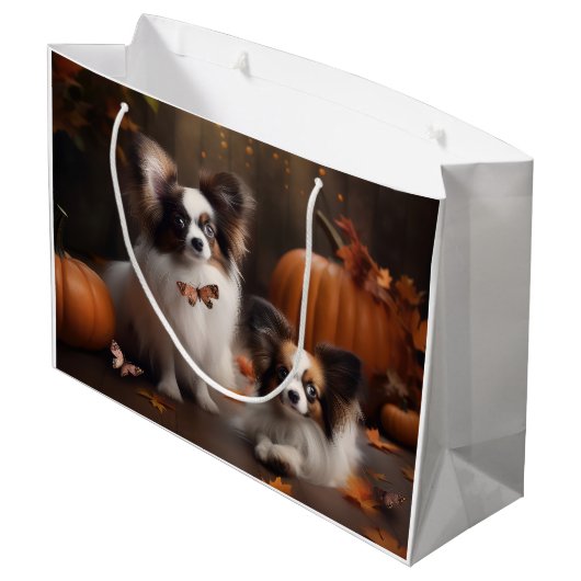 Papillon Puppy Herfst Delight Pompoen Groot Cadeauzakje (Achterkant Gekanteld)