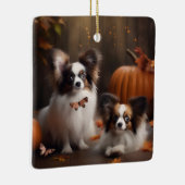 Papillon Puppy Herfst Delight Pompoen Keramisch Ornament (Rechts)