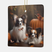 Papillon Puppy Herfst Delight Pompoen Keramisch Ornament (Links)