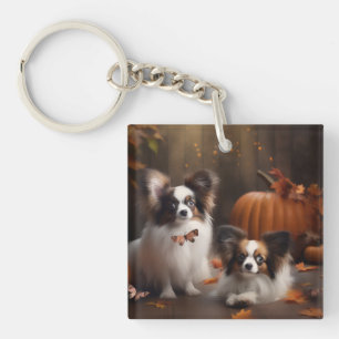 Papillon Puppy Herfst Delight Pompoen Sleutelhanger