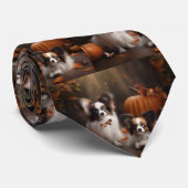 Papillon Puppy Herfst Delight Pompoen Stropdas (Opgerold)