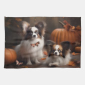 Papillon Puppy Herfst Delight Pompoen Theedoek (Horizontaal)