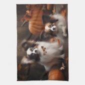Papillon Puppy Herfst Delight Pompoen Theedoek (Verticaal)