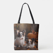 Papillon Puppy Herfst Delight Pompoen Tote Bag (Achterkant)