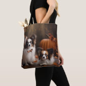 Papillon Puppy Herfst Delight Pompoen Tote Bag (Dichtbij)