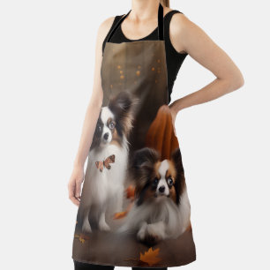 Papillon Puppy Herfst Plezier Pompoen Schort