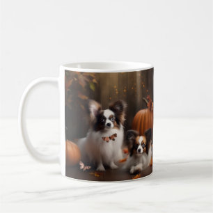 Papillon Puppy Herfstpracht Pompoen Koffiemok