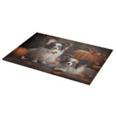 Papillon Puppy Herfstpracht Pompoen Snijplank (Hoek)