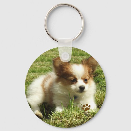 Papillon Puppy Sleutelhanger (Voorkant)