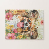 Papillon Puzzel – Watercolor Hond Kunst (Horizontaal)