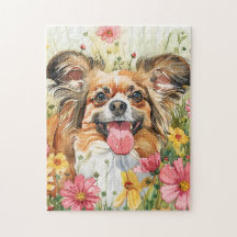 Papillon Puzzel – Watercolor Hond Kunst