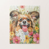 Papillon Puzzle – Watercolor Dog Art Legpuzzel (Verticaal)