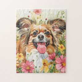 Papillon Puzzle – Watercolor Dog Art Legpuzzel