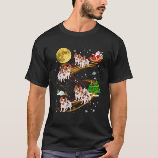 Papillon Rendier Kerstmis Hond Rijden Kerstmis Ker T-shirt