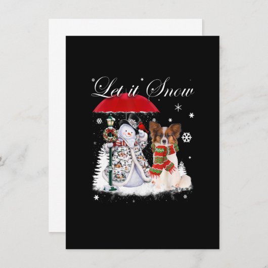Papillon Santa Dog Kerstmis Snowman Xmas Pajama Kaart (Voorkant / Achterkant)