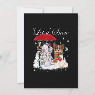 Papillon Santa Dog Kerstmis Snowman Xmas Pajama Kaart