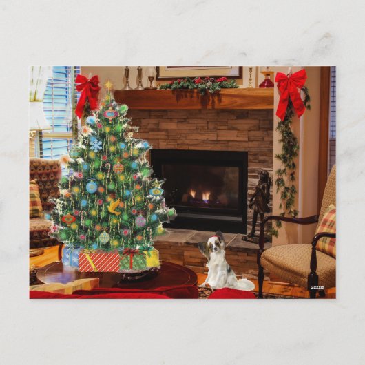 Papillon Santa Feestdagenkaart (Achterkant)