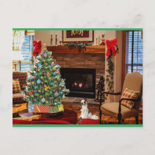 Papillon Santa Feestdagenkaart (Voorkant)