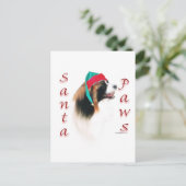 Papillon Santa Paws Feestdagenkaart (Staand voorkant)