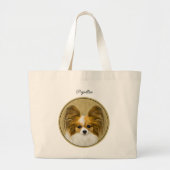 Papillon Schilderij Lemon en White Original Dog Ar Grote Tote Bag (Voorkant)