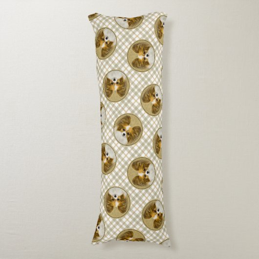 Papillon Schilderij Lemon en White Original Dog Ar Lichaamskussen (Voorkant Verticaal)