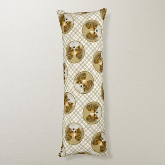 Papillon Schilderij Lemon en White Original Dog Ar Lichaamskussen (Achterkant (Verticaal))