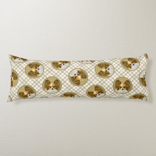 Papillon Schilderij Lemon en White Original Dog Ar Lichaamskussen (Voorkant)