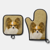 Papillon Schilderij Lemon en White Original Dog Ar Ovenwant & Pannenlap Set (Voorkant)