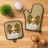 Papillon Schilderij Lemon en White Original Dog Ar Ovenwant & Pannenlap Set (Top down)