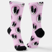 Papillon Schilderij Zwart-wit Originele Hond Art Sokken (Gebogen)