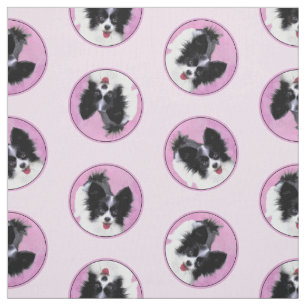 Papillon Schilderij Zwart-wit Originele Hond Art Stof