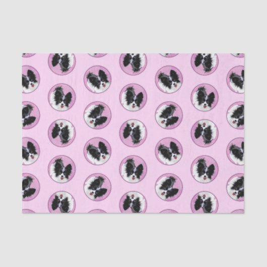 Papillon Schilderij Zwart-wit Originele Hond Art Tissuepapier (Voorkant)