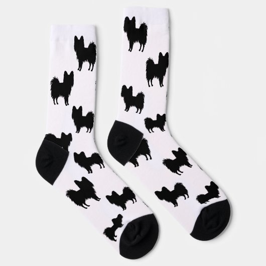 Papillon Silhouette Pattern, zwart (of andere kleu Sokken (Rechts)