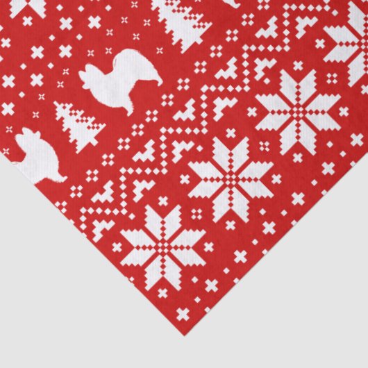 Papillon Silhouetten Kerstpatroon rood Tissuepapier (Detail)