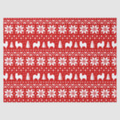 Papillon Silhouetten Kerstpatroon rood Tissuepapier (Voorkant)