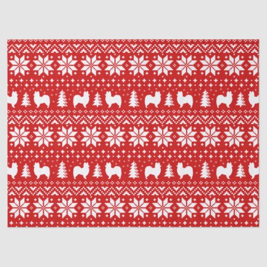 Papillon Silhouetten Kerstpatroon rood Tissuepapier (Voorkant)