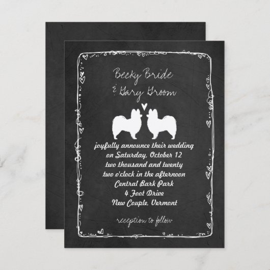 Papillon Silhouettes bruiloft aankondiging (Voorkant / Achterkant)