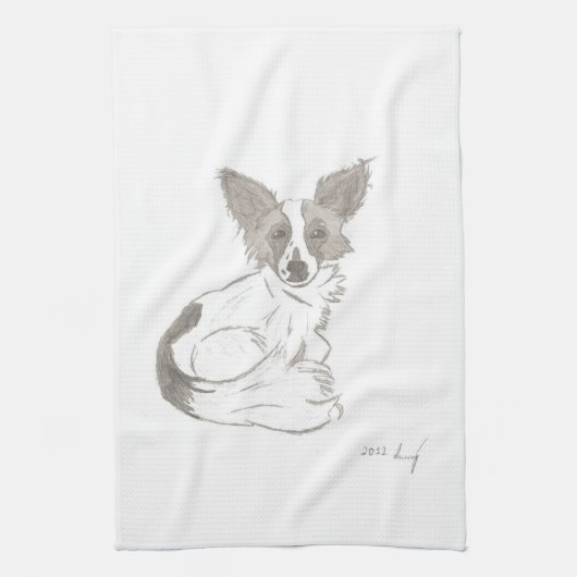 Papillon Sketch Kitchen Towel Theedoek (Verticaal)
