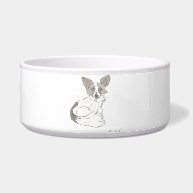 Papillon Sketch Pet Bowl Voerbakje (Voorkant)